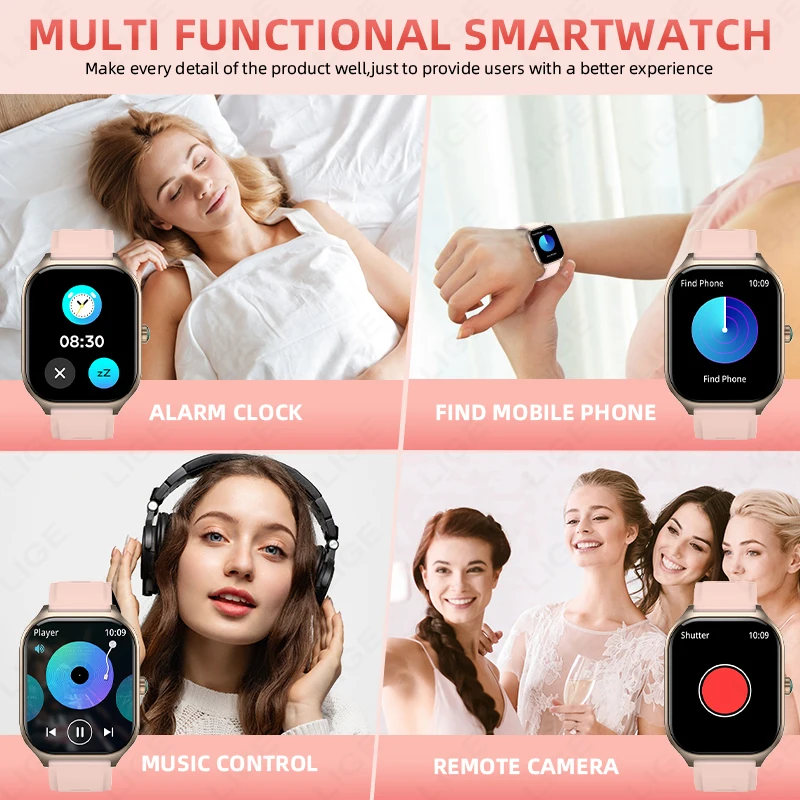 LIGE Smart Watch Women Men 2.01''inch Outdoor Sport Waterproof Bluetooth Call Sports Fitness Smart Watches Ladies Smartwatch New