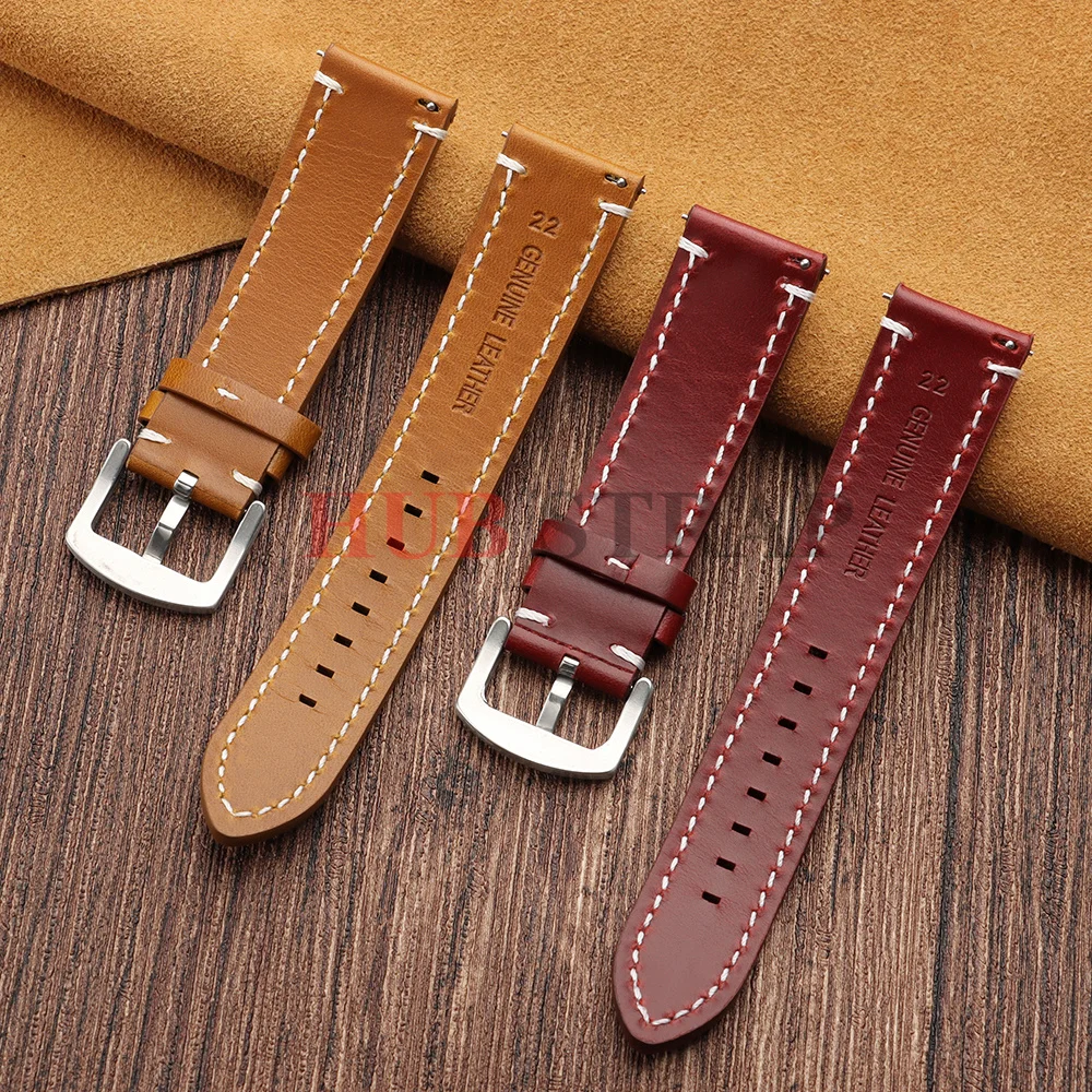 Vintage Stitching Genuine Leather Watchband - Universal Sport Strap with Accessories