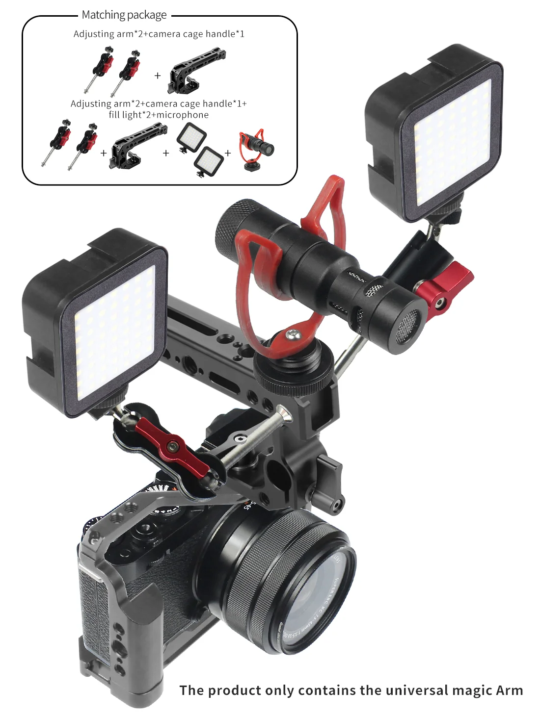 Description Picture 6 of item360 Swivel Tripod Magic Arm Dual Ball head 1/4" Screw Adjustable Camera Video Monitor Flash Light Arm Mount Adapter for SLR Cage