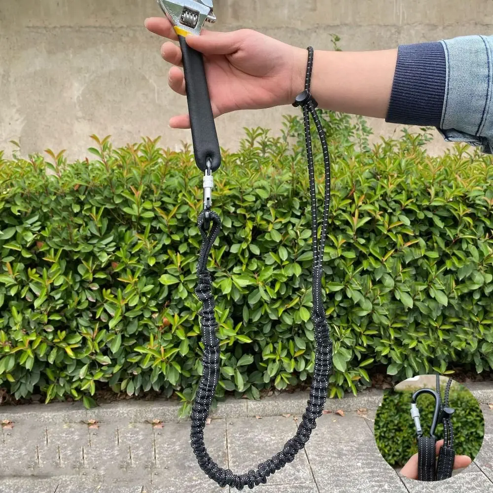 Extendable Tool Lanyard with Buckle Strap Portable Anti-Falling Clip Bungee Cord Shock Absorbing Elastic Tool Tether Safety Rope