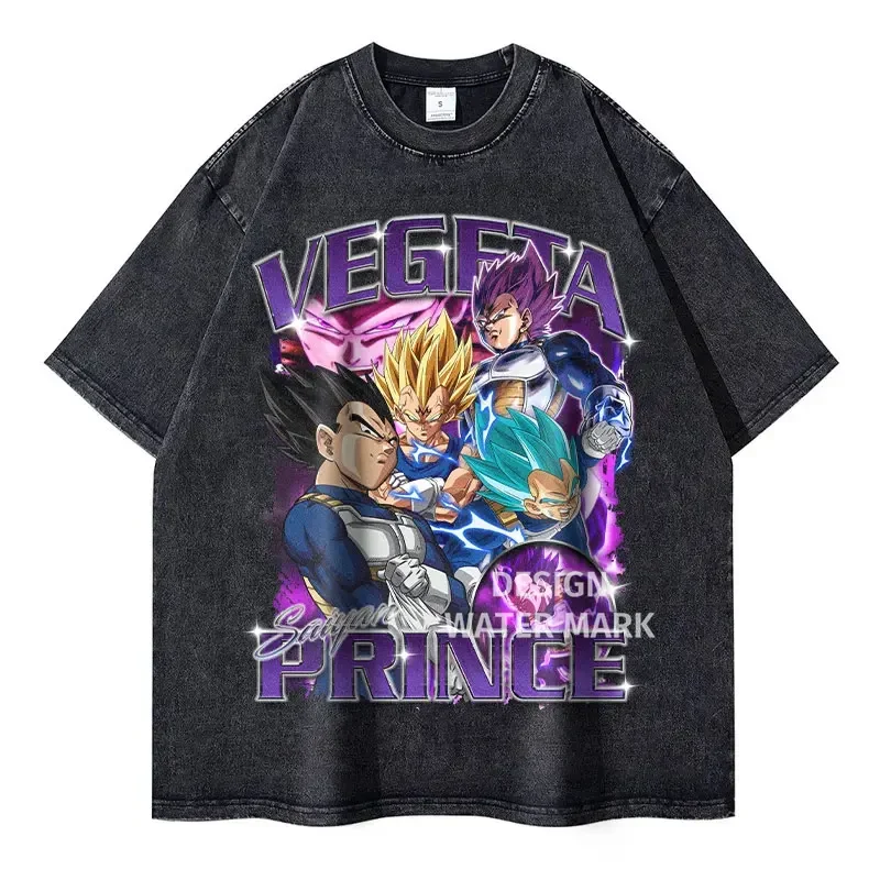 Vintage Washed Anime Dragon T-Shirt Retro Manga Design
