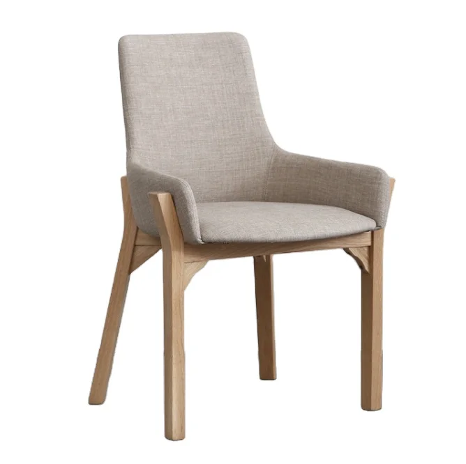 Solid wood Japanese style minimalist modern coffee chair in natural wood color