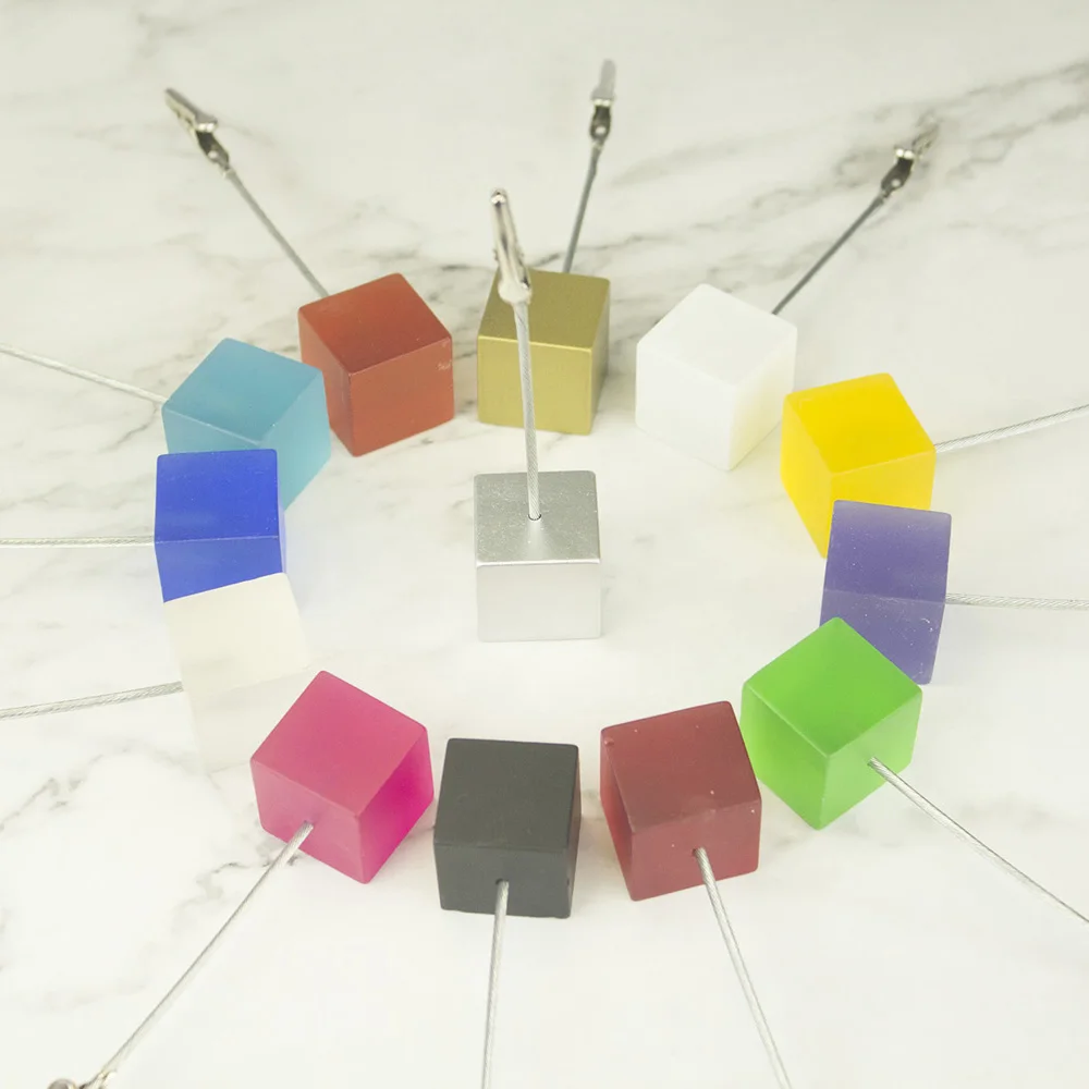 Cube Stand Photo Holders Resin Base Memo Note Clips Table Wedding Place Card Clamp 10pcs memo holders