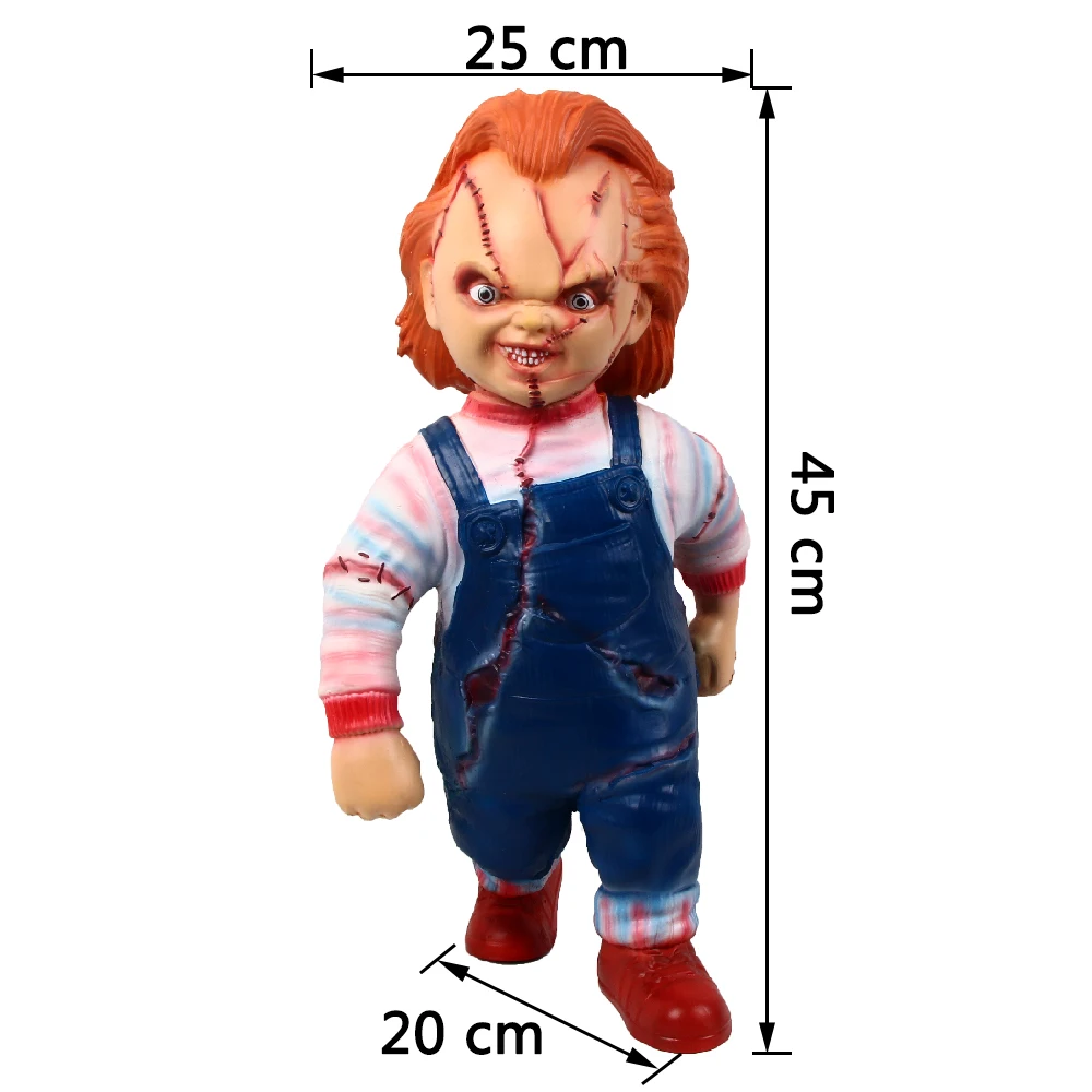 Halloween 45cm Big Chucky Doll Collection Original Statue Horror Chucky Figure Model ChristmasToy Collectible Props Holiday Gift