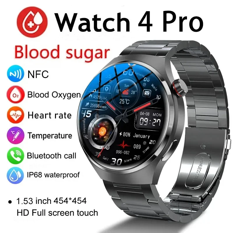 New GPS Smart Watch Men For Huawei GT4 Pro 360*360 HD Screen Heart rate  Bluetooth Call NFC IP68Waterproof Blood Sugar Smartwatch