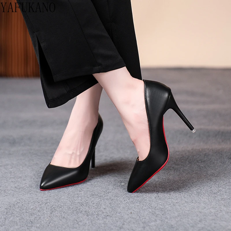Sexy Red Sole Thin Heel High Heels Classic Style Black Office Work Shoes Patent Leather Matte Leather Lady Pumps Plus Size 42 43 2