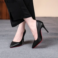 Sexy Red Sole Thin Heel High Heels Classic Style Black Office Work Shoes Patent Leather Matte Leather Lady Pumps Plus Size 42 43 2