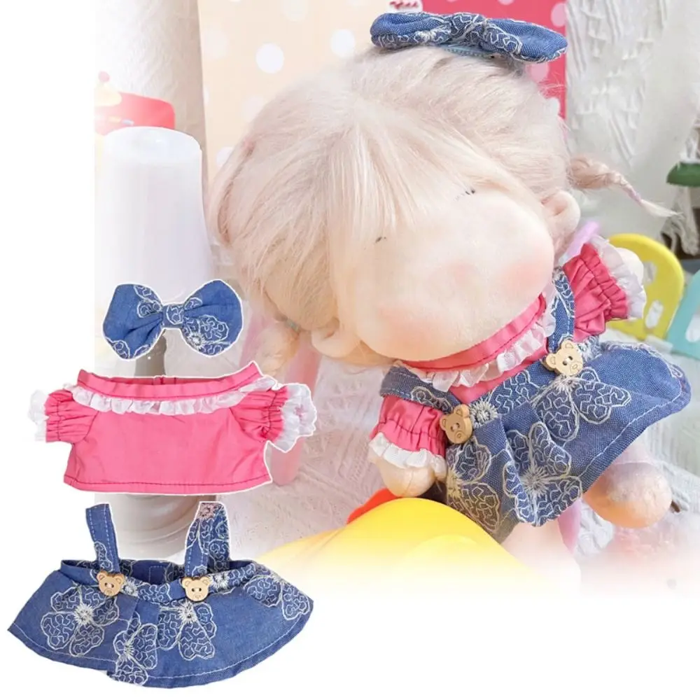 

3PCS/Set Replacement Outfit Flower Dress Suit Change Dressing Game Bow Knot Headdress Gift Lace Shirt for Doll Decoration