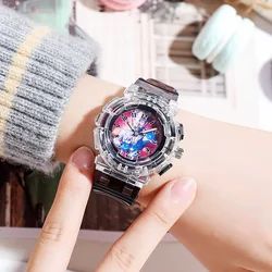 Children's Luminous LED Sports Watch with Alarm and Flashlight - Cartoon Design Gift (Negro)