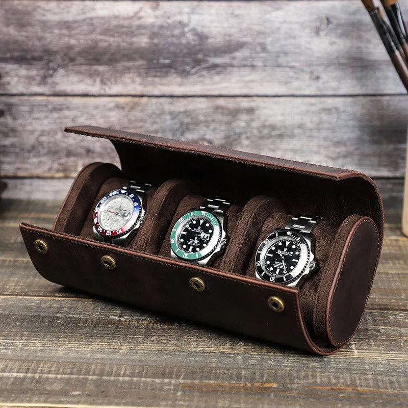 Caja de reloj de cuero con 1/2/3 ranuras para hombre, organizador de relojes  de viaje, bolsa de almacenamiento de joyería, regalo - AliExpress