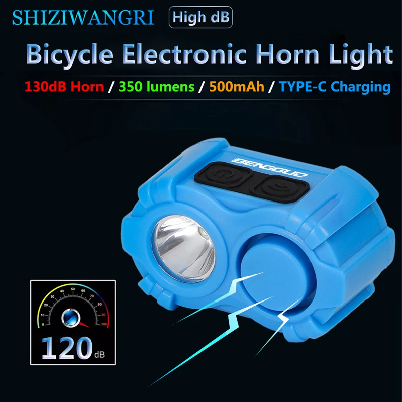 

SHIZIWANGRI Bicycle Lights 350Lumens 2-in-1 Bicycle Headlight And Cycling Horn 120DB Rechargeable Bike Bells Riding Safety