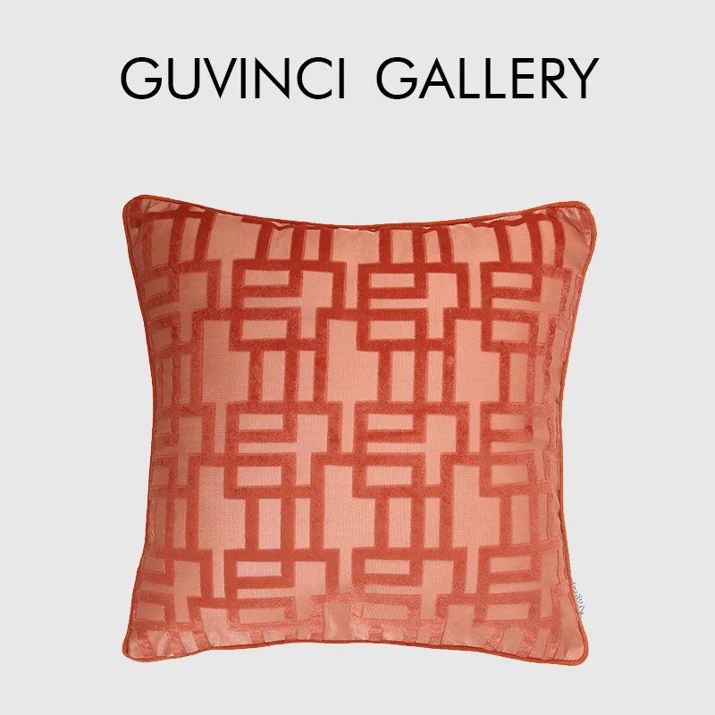 

GUVINCI Cut Velvet Throw Pillow Covers Luxury Handmade Delightful Chain Multicolor Geometric Pattern Jacquard Cushion Case 50x50