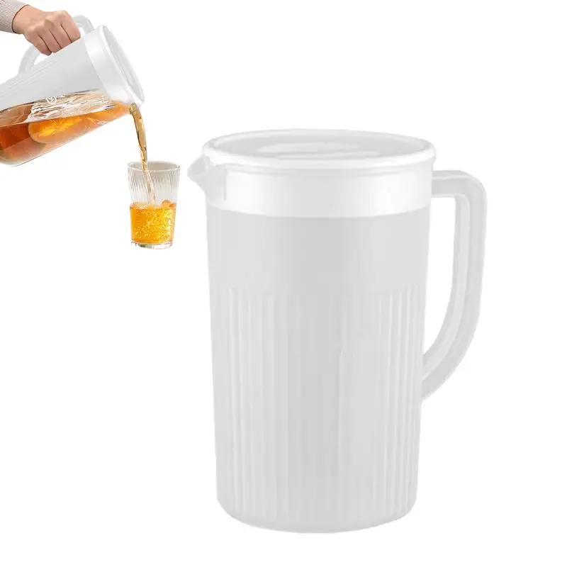 Large Pitcher With Lid 2.7L Beverage Pitchers Juice Containers Clear Ice Tea Maker Fridge Water Bottle Milk Cold Kettle Lemon
