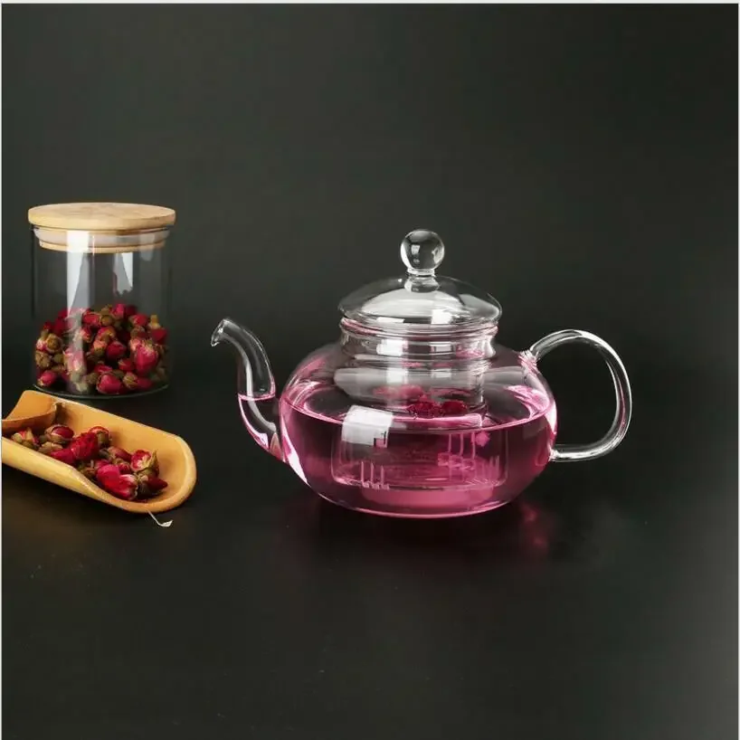 Tea Set High Borosilicate glass Tea Pot Set Infuser Coffee Leaf Herbal 6 Cups Warmer Teapot Gift Kitchen accessories Home matcha tea set coffee set