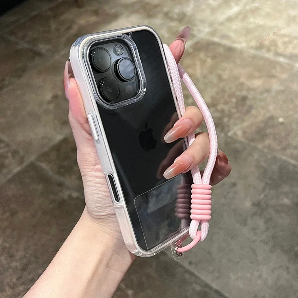 Magnetic Transparent Shockproof Wrist Strap Phone Case with Magsafe Charging Compatibility