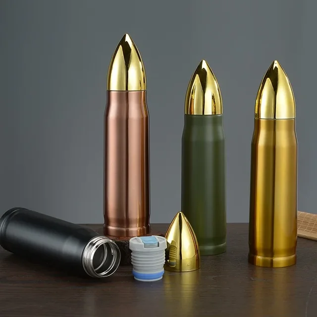 350ml 500ml Stainless Steel Vacuum Cup Double Layer Creative Bullet Head Thermos Outdoor Large Capacity Portable Water Bottle 2