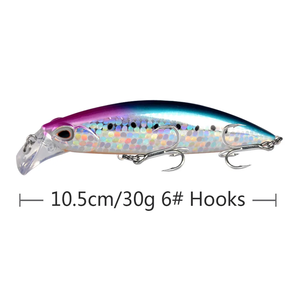 1 Stück 30g/10,5cm Langwelliger Sinkender Minnow-Wobbler zum Schleppangeln, Barsch-Angelköder, Langwelliger Sinkender Jerkbait Pesca – Detail 12