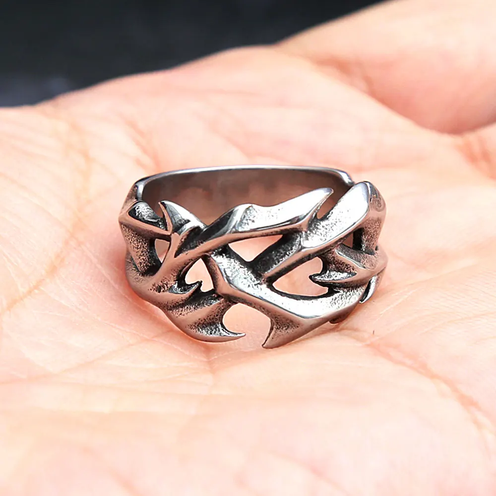 Vintage Punk Edelstahl Krone von Dornen Ringe Für Männer Frauen Aushöhlen Design Fashion Party Männlichen Schmuck Geschenke Dropshipping