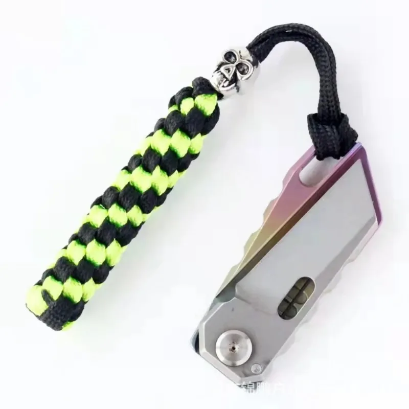 Outdoor Knife Skull Pendant Lanyard Keychain Flashlight Umbrella Rope Handmade Braided Pendant Random Color