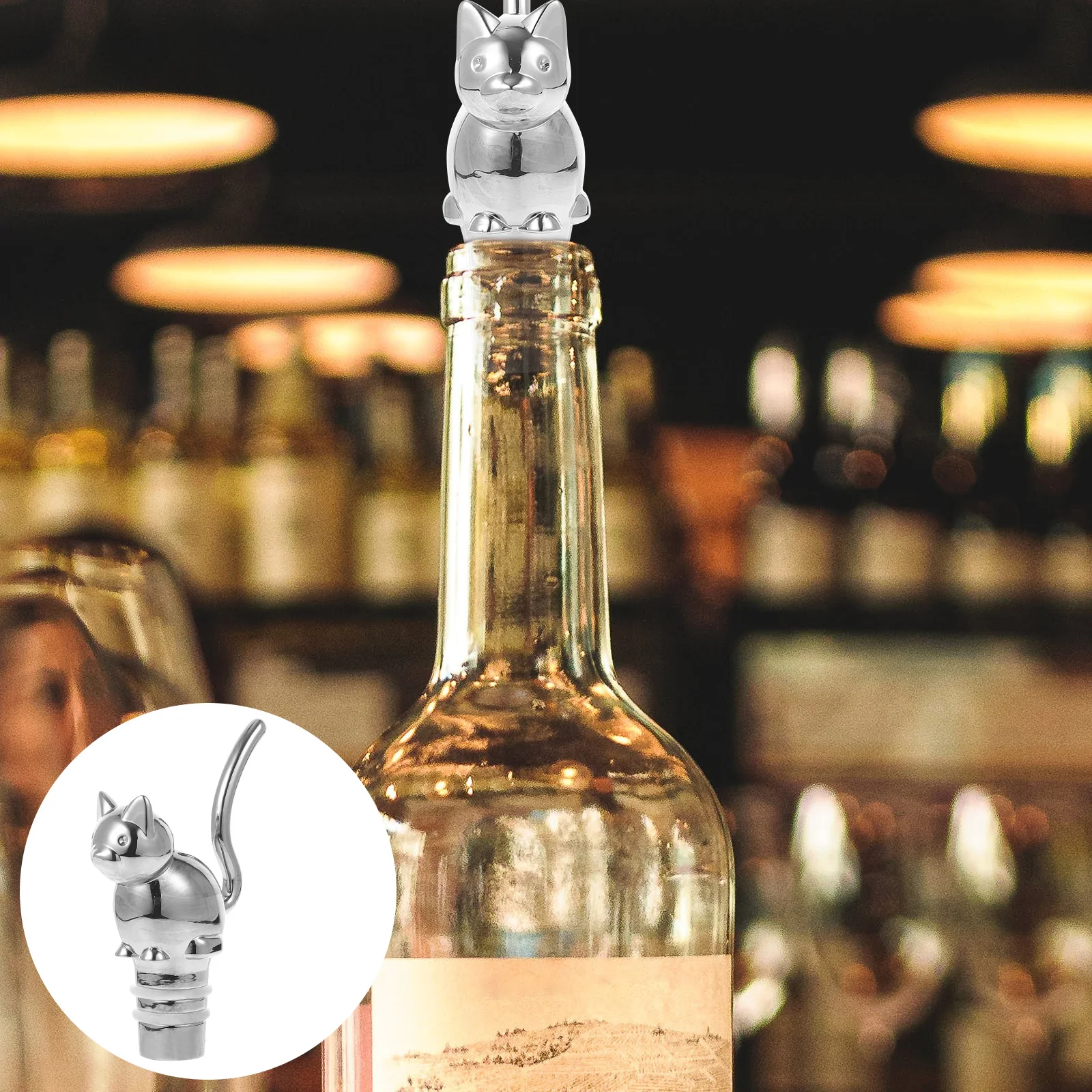 

Cat Wine Bottle Stopper Alloy Decorative Novelty Barware Tool Bar Accessories Wine Bottle Sealer Saver with Gift Packaging