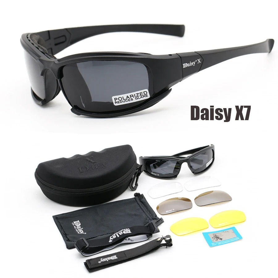Gafas De Sol Deportivas X7 Polarizadas Tácticas - 4 Lentes Intercambiables, Unisex, Para Running, Ciclismo, Pesca