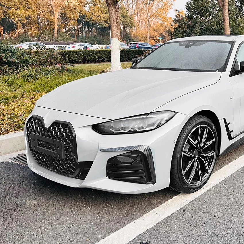 BMW 4 시리즈 G26 M 스포츠 2020-2024용 프론트 범퍼 에어 벤트 커버 트림 블랙/카본 파이버룩 흡기 프레임 스포일러 스플리터