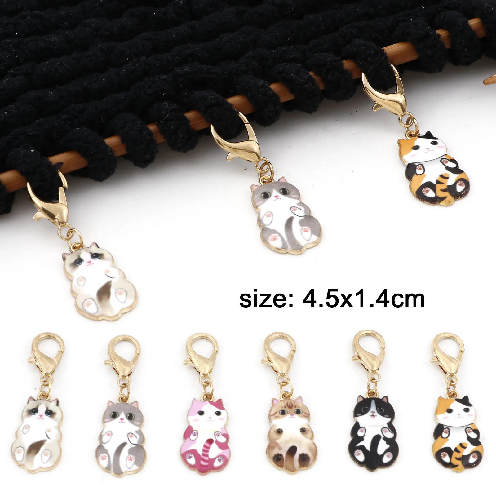 6PCs/Set Enamel Cat Animal Set Locking Knitting Stitch Markers Matel Crochet Latch For DIY Craft Marker Kits Needle Clip Tools 2