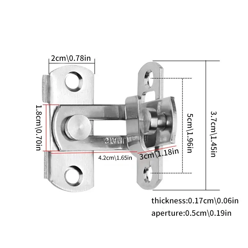 Stainless Steel Door Latch Bolts 90/180 Degree Sliding Barn Door Thickened Safety Buckle Window Cabinet Locks with Screws hooks