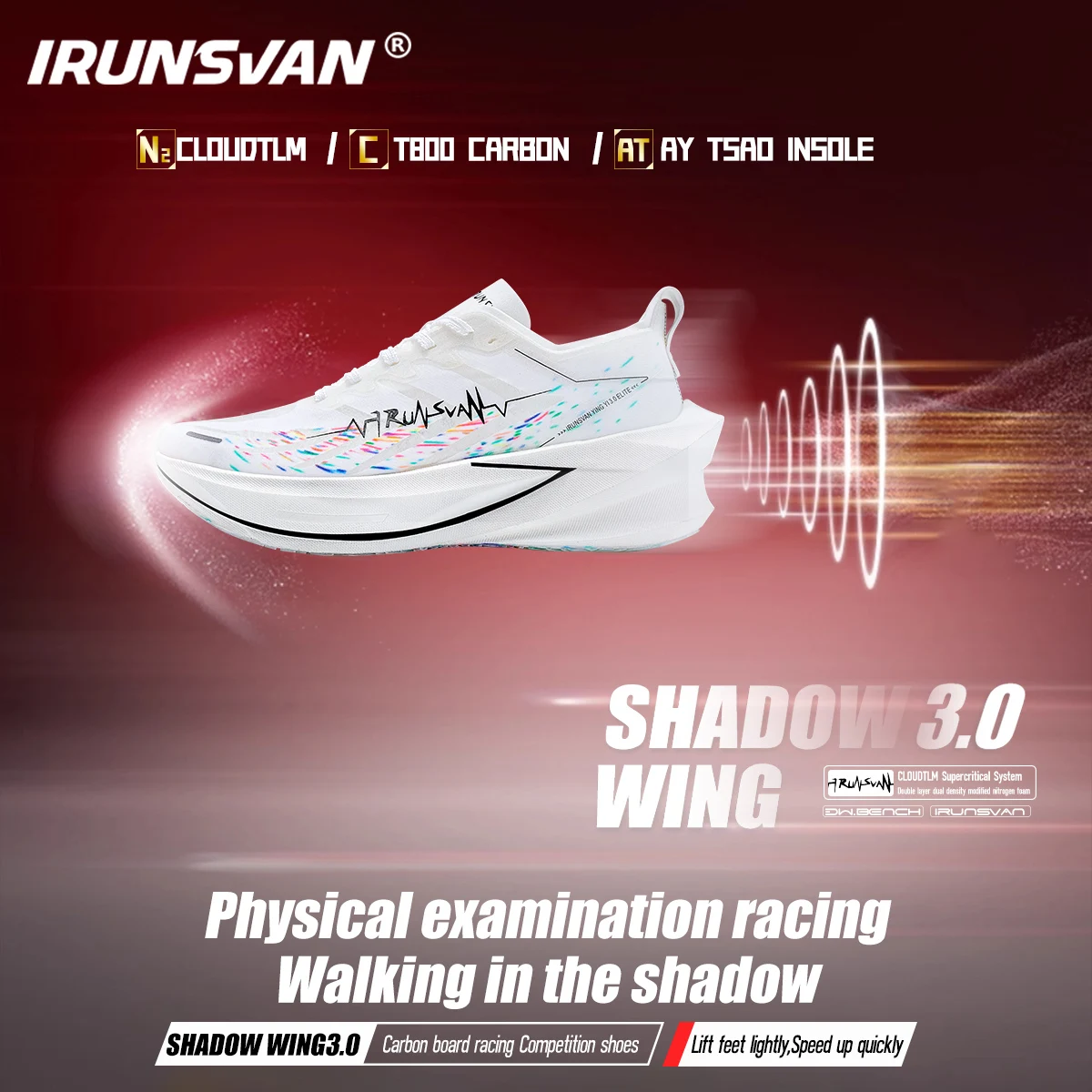 IRUNSVANShadow Wing 3.0 Full Palm Carbon Plate Running Shoes Track and Field Sprint Training Professional Sports Men running shoes men sneakers
