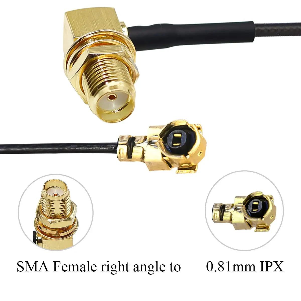 Câble Coaxial SMA vers U.fl IPX, 5 pièces, cloison femelle à Angle droit, antenne RF IPEX UFL MHF4 0.81mm IPX SMA Pigtail