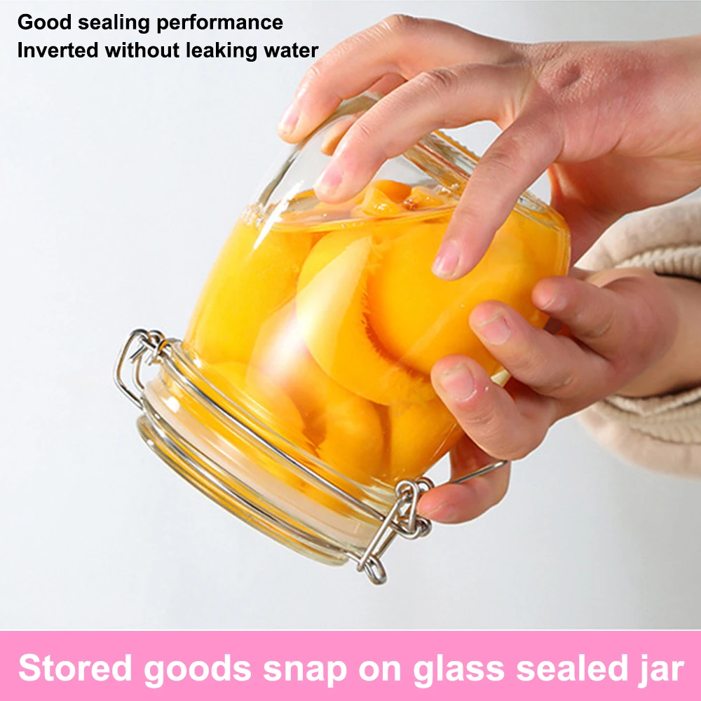 Glass Sealed Jar Food Grade Pickled Vegetables Pickled Vegetables Honey Soaked Wine Jam Tea Coffee Storage Jar Buckle Glass Jar 4