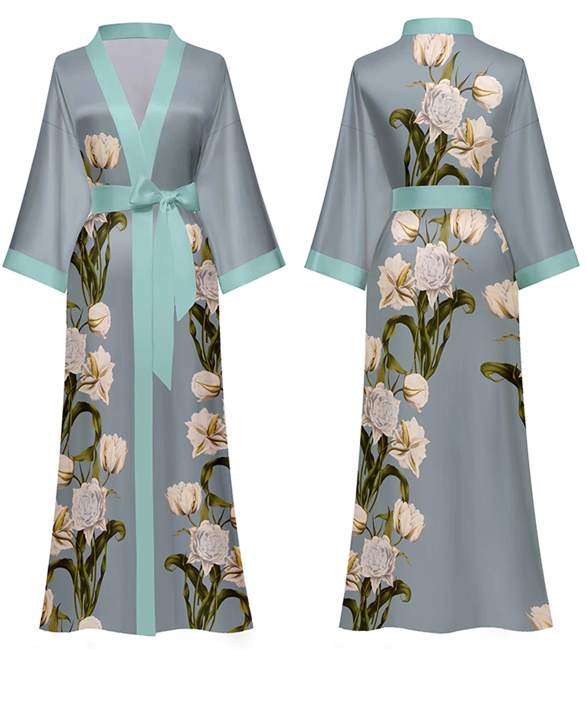 Daiwor Kout Silk Satin Robe for Women Long Japanese Kimono Robe Lightweight Soft Bathrobe Summer Luxury Dressing Gown
