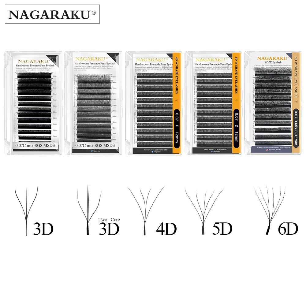 NAGARAKU – Extensions de cils à floraison automatique en forme de W, 3D, 4D, 5D, 6D, éventails préfabriqués, naturel, doux, léger, Dense