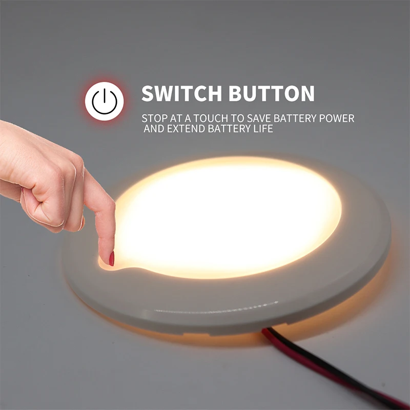 RV Lamp 12V LED Car Interior Lighting Lamp 2.4W 3000K Touch Inside RV Roof Light Kit for RV Camper Van Boat Trailer Bright White