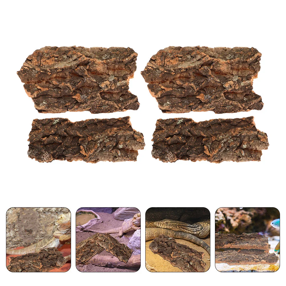 

Reptile Bark Lizard Platform Pet Terrarium Ornament Cage Landscape Hiding Dragon Beard Hut Animal