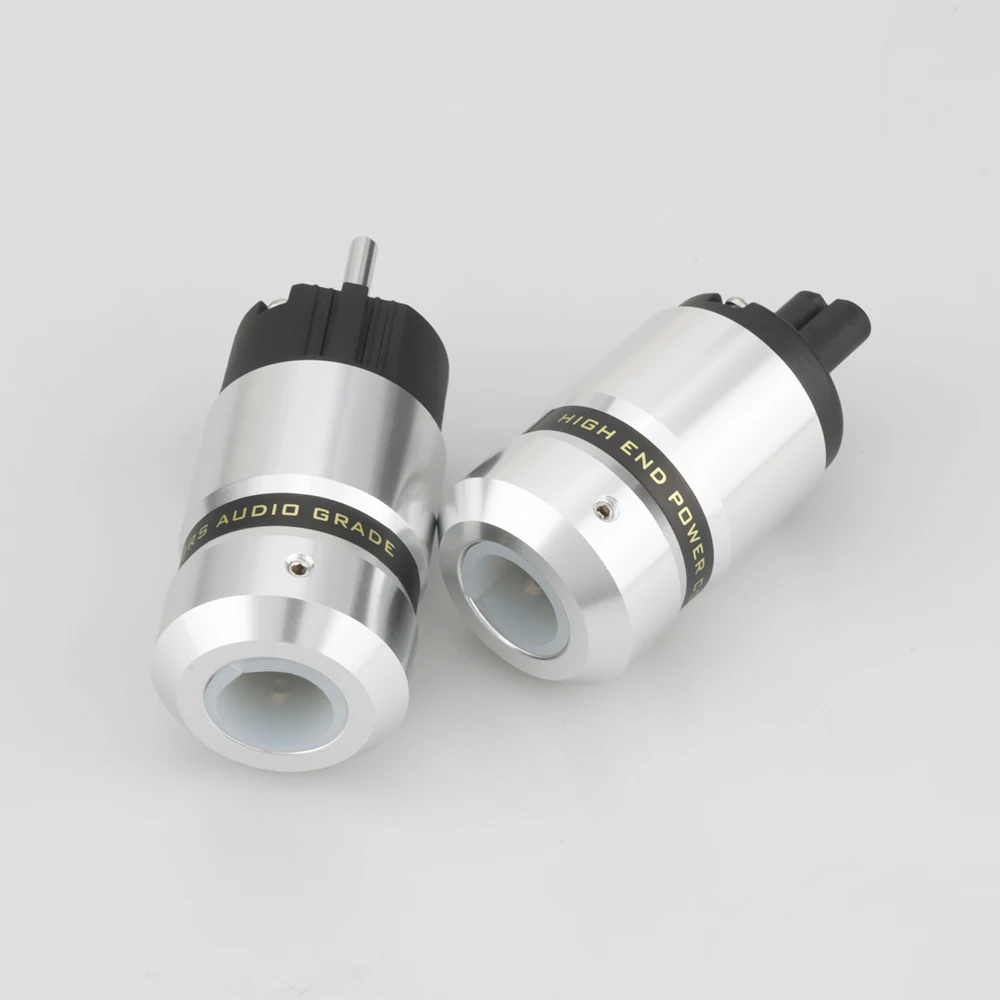 Pair Of Audiocrast Rhodium EU Schuko Power Cord Adapters – DIY IEC 8 Connector For Hi-Fi