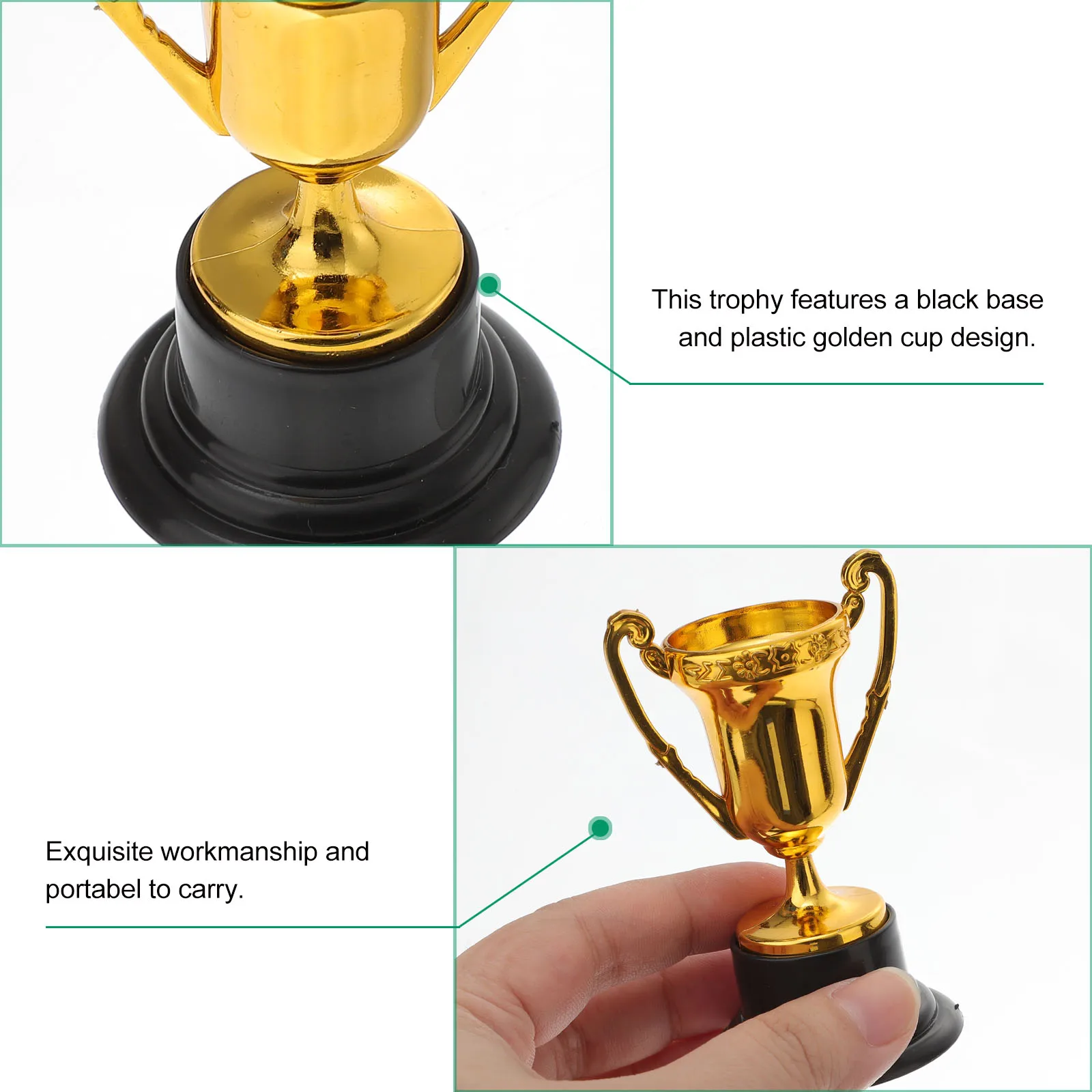 20Pcs Kids Toys Plastic trophy children reward toys trophy Prize Cup Children Reward Prizes Small Cup with Base Golden