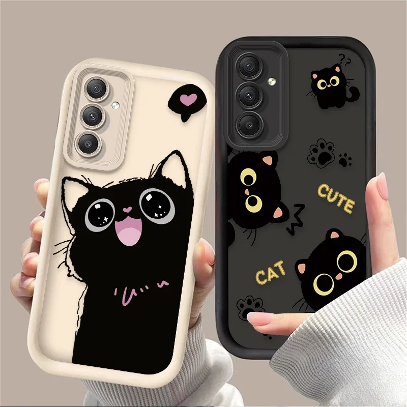 Lovely Black Cat Heart Design Phone Case Cover