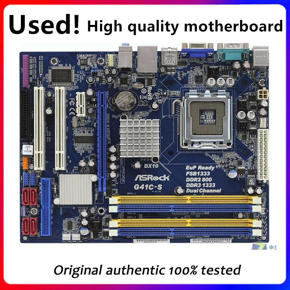 

For ASRock G41C-S Desktop Motherboard G41 Socket LGA 775 Q8200 Q8300 DDR3 DDR2 Original Used Mainboard On Sale