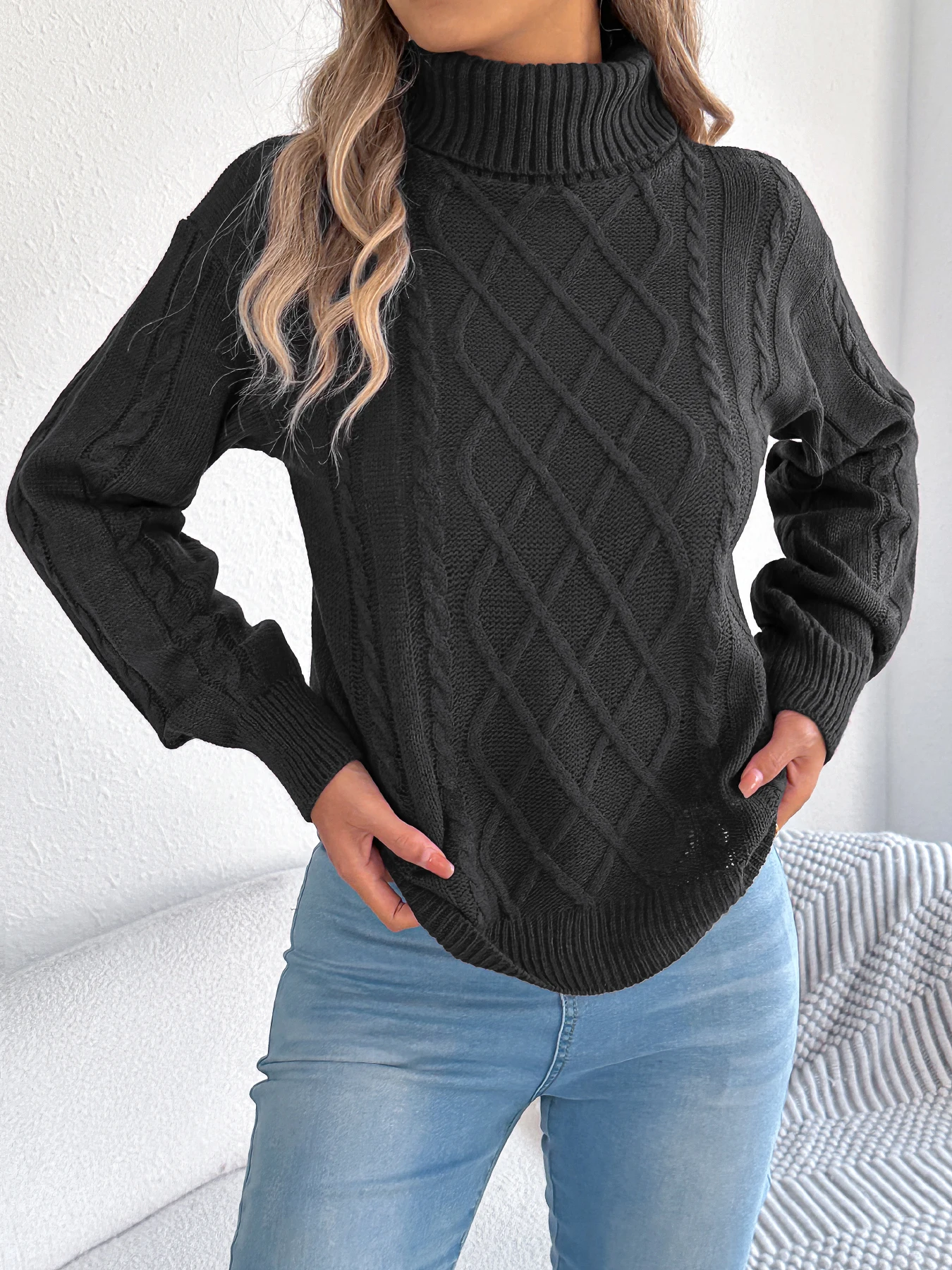 Women Knitted Turtleneck Sweater Autumn Winter