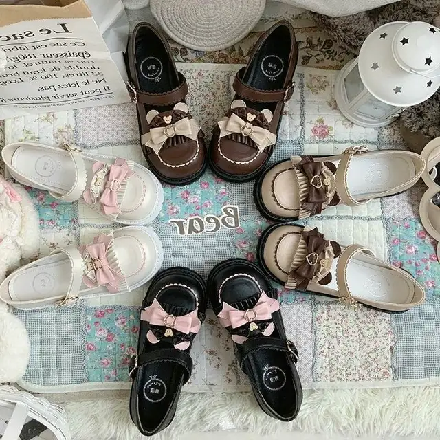 Round-toe Lolita school shoes, cute bow, Japanese JK uniform shoes, retro school style, pretty, summer, 2025 2