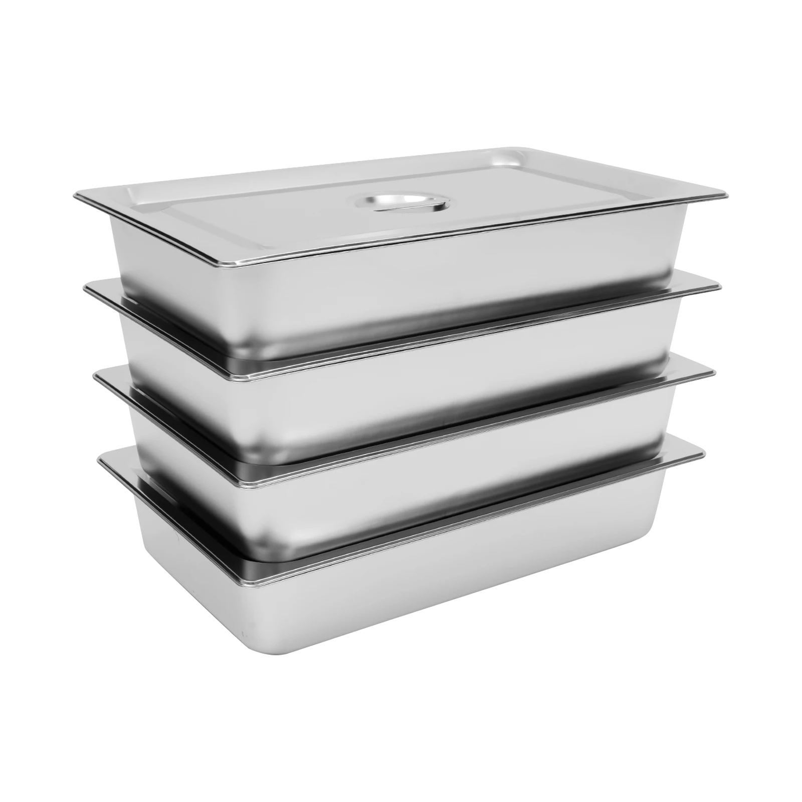 4 Pack Steam Teable Pans 9L Stainless Steel Steam Table Pan 0.7 mm Thick Pan Food Container Warming Pans