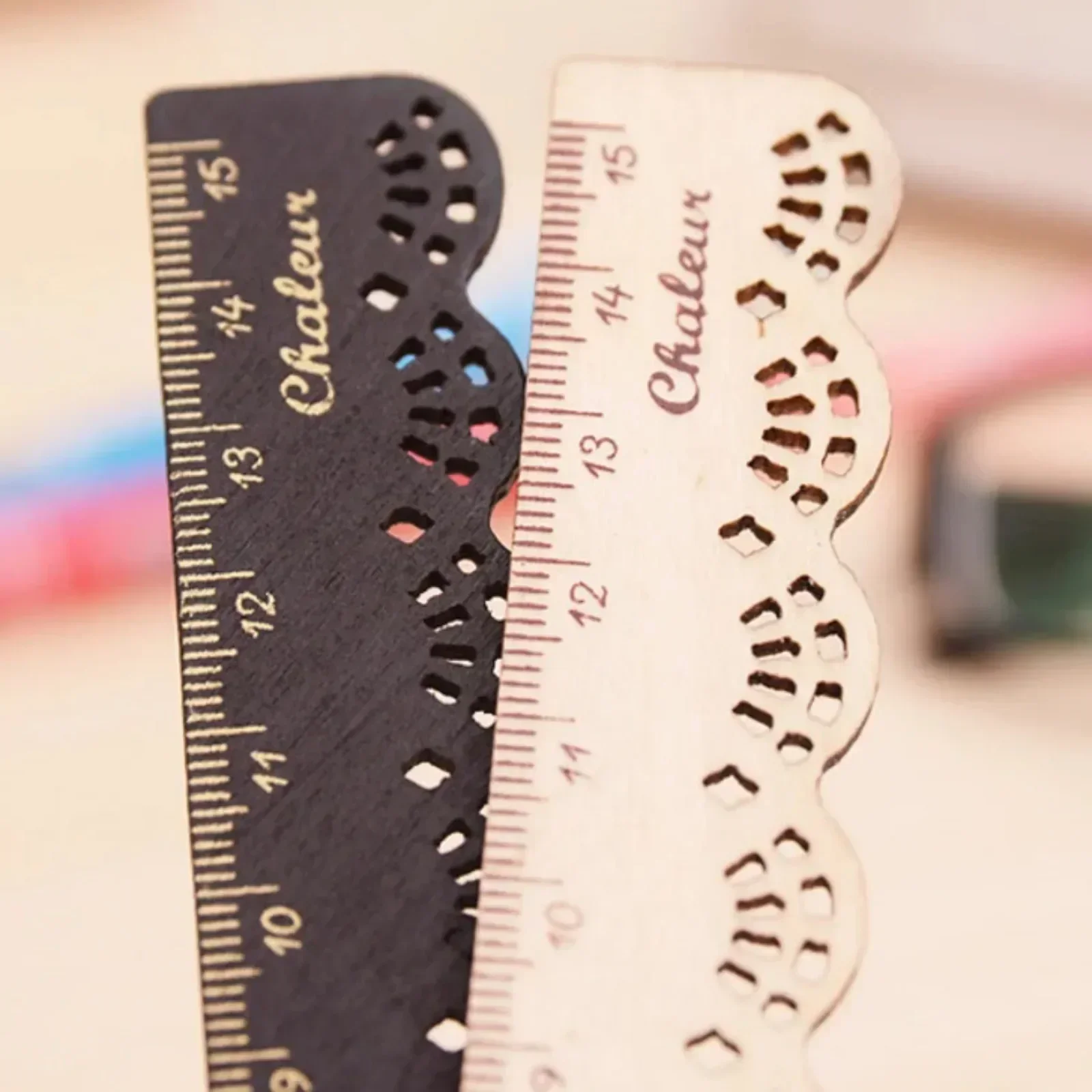 Korea Kawaii Cute Stationery Lace Brown Wood Ruler Sewing Ruler 1 Pcs Office School Accessories