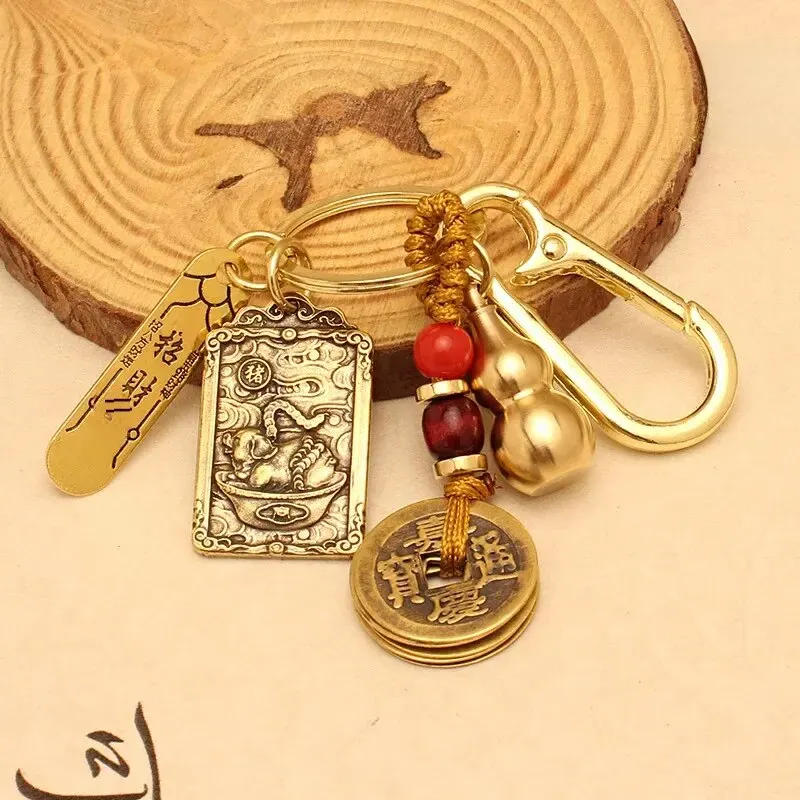Wu God of Wealth Zhao Gongming-zodiac Pig + yellow rope five Emperor money + gourd + fortune order + alloy buckle