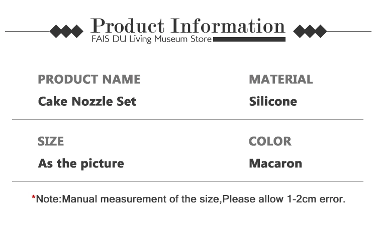 Description Picture 2 of itemFAIS DU 11-34PC/Set Silicone Pastry Bag With Nozzle Set Confectionery Tips DIY Icing Pipe Cupcake Nozzle Bag Cake Decoration Kit