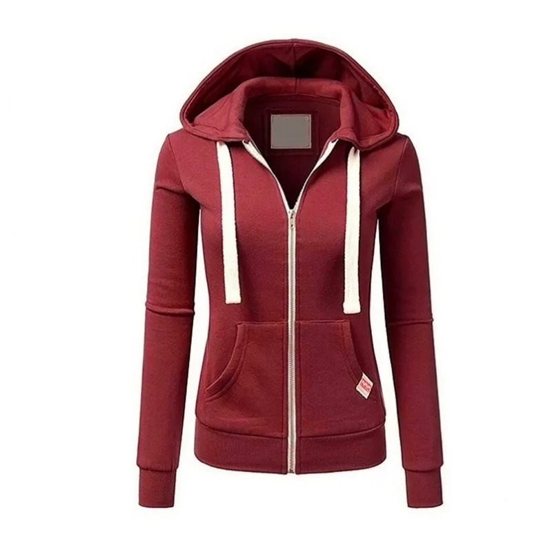 2024 Autumn/Winter New Women's Personalized Fashion Sports Hoodie Long Sleeve Drawstring Pocket Zipper Coat Woolen Sweater Top 6