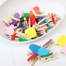 

50Pcs Mix Mini Red Heart Wooden Love Clips Photo-Paper Postcard Clips Valentines Wedding Home Decorations Party Supplies Decors