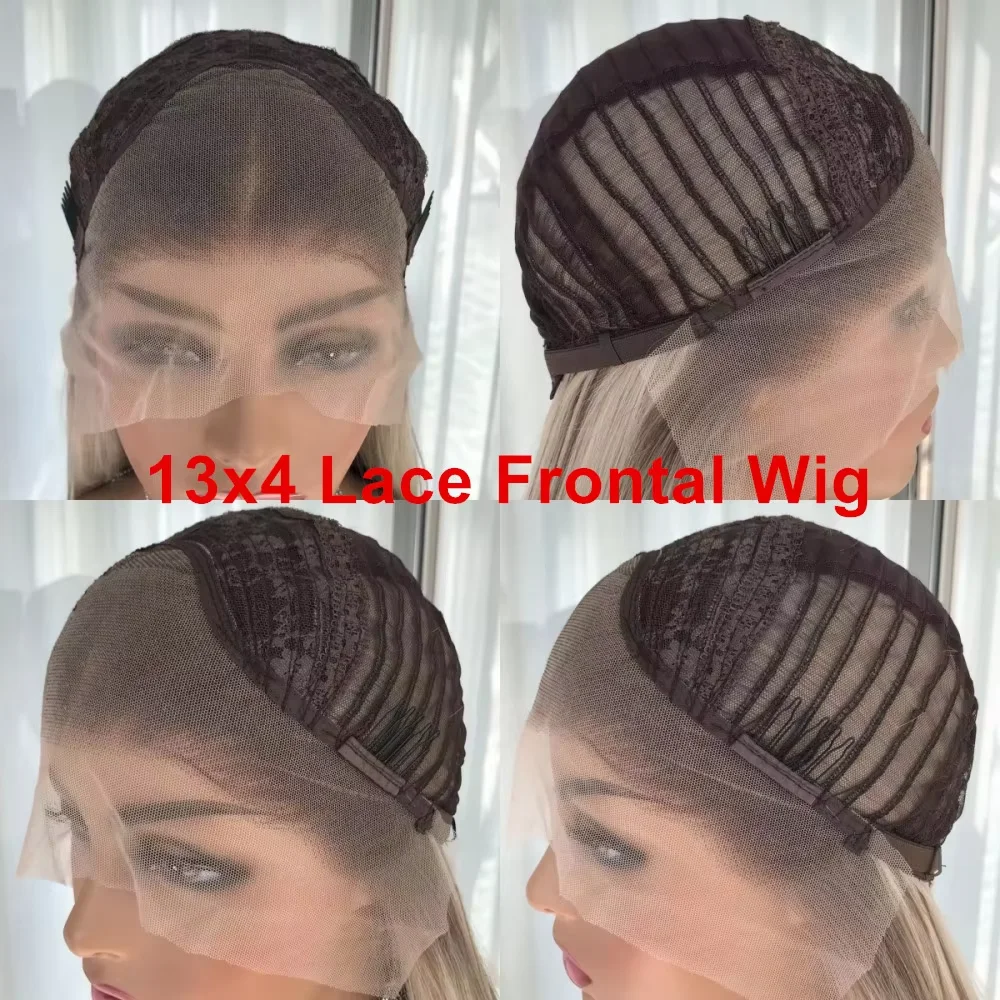 Ombre Blonde 13x4 Synthetic Lace Front Wig for Women Pre Plucked Hairline Natural Looking Heat Resistant Fiber Hair