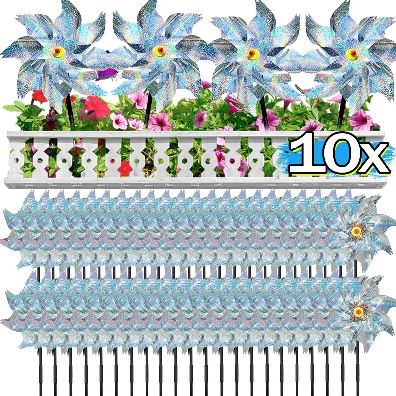 1/10PCS Vogel Abweisend Windmühle Rasen Dekor Windrad Garten Hof Rotierenden Laser Windmühle Bauernhof Schutz Dekor Werkzeuge kinder Spielzeug