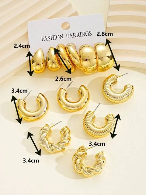 12pcs/Set Classic Fashion Twist C Shape Tear Drop Design